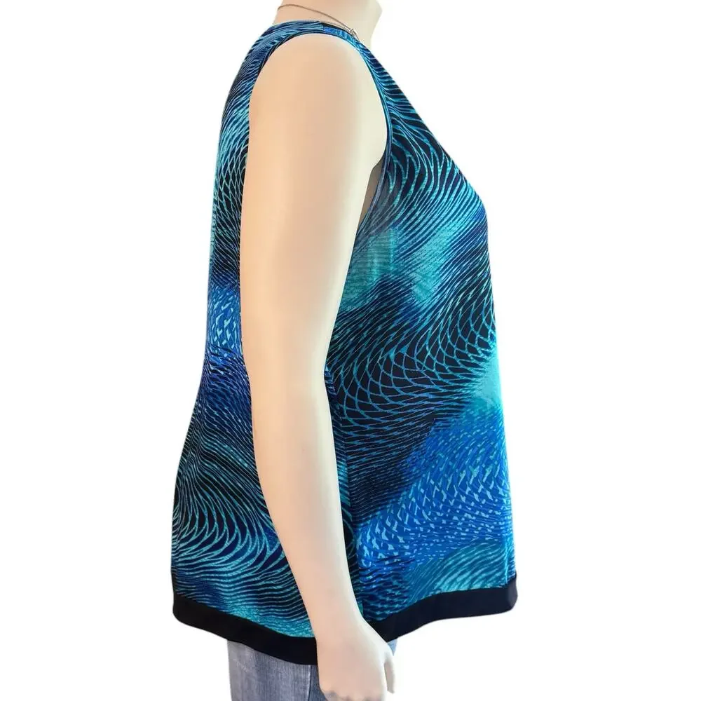 Vintage Fashion Bug  Tank Top Size 3X in Teal Blue and Black - Picture 2 of 8